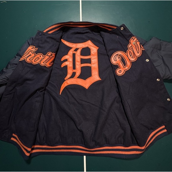 Vintage JH Design Detroit Tigers Reversible Wool Bomber‎ Jacket Men's 2XL XXL - Picture 5 of 16